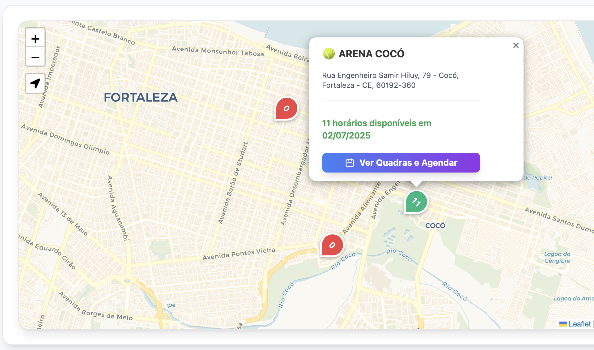 Mapa interativo de arenas